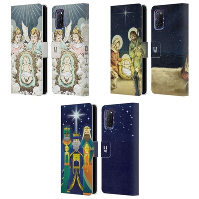 HEAD CASE DESIGNS CHRISTMAS NATIVITY LEATHER BOOK WALLET CASE FOR OPPO PHONES