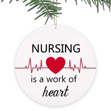 Nurse Christmas Ornament,Nursing is A Work of Heart,Funny Holiday Keepsake Xm...