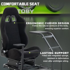 Hottoby Racing Wheel Stand Sim Cockpit With Black Seat Fit Fanatec Club Sport SQ