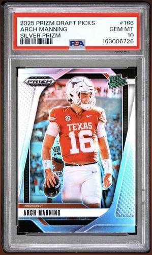 2025 Panini Prizm Arch Manning #166 Silver Prizm (RC) PSA 10 Gem Mint