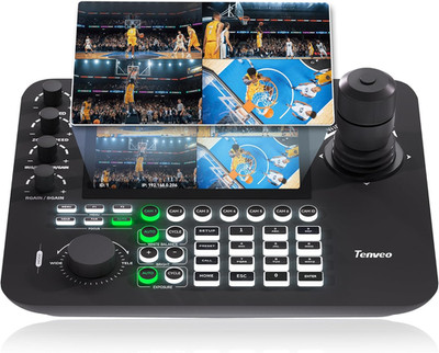 NDI PTZ Camera Joystick Controller, 7   LCD Quad-Screen Real-Time Preview, 4D Jo