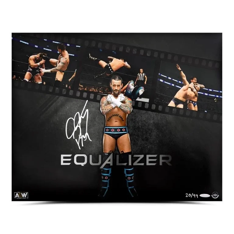 Ecualizador de fotos autografiado por CM Punk 16x20 AEW All Elite Wrestling UDA/75