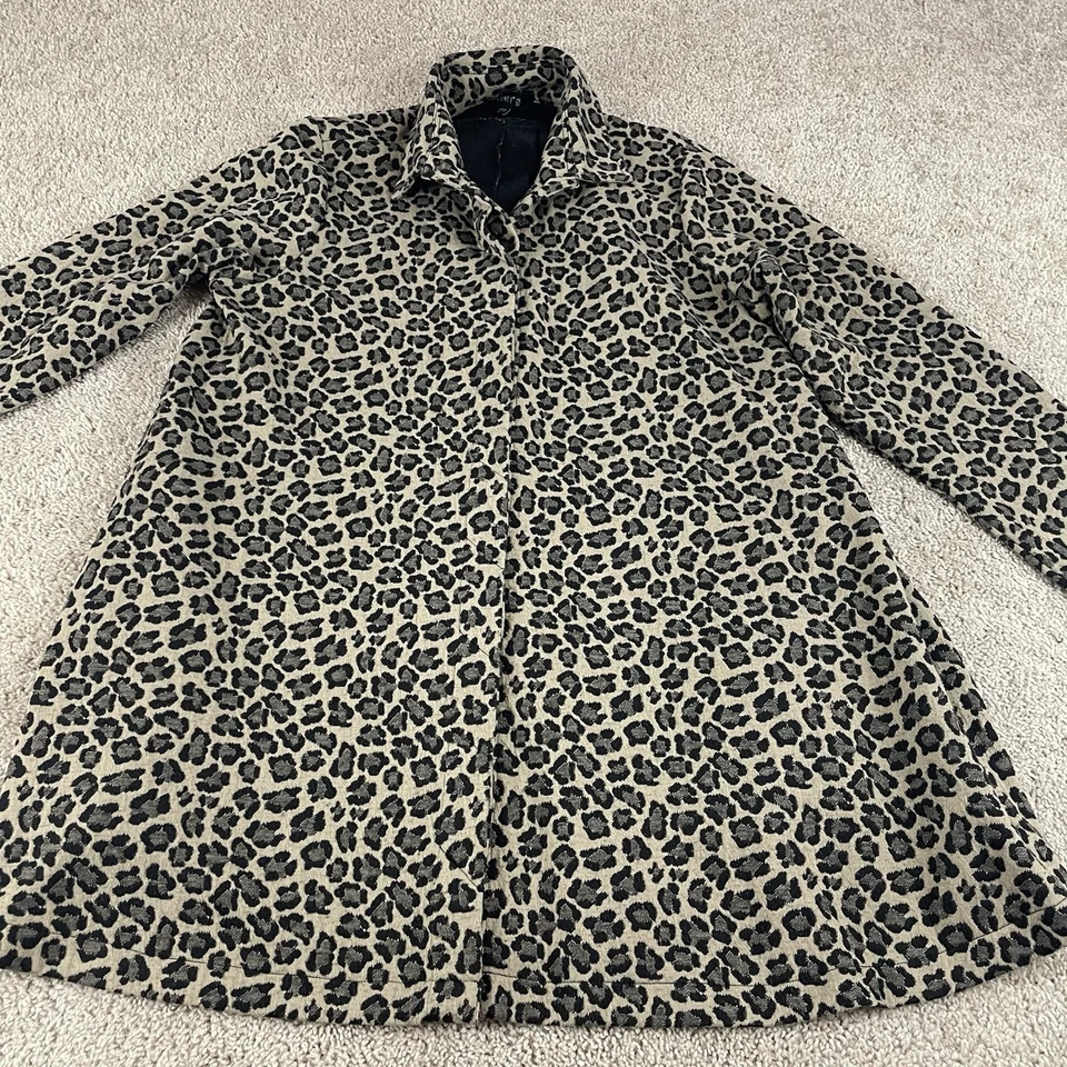 Comfy USA Jacket Women’s L Button Up Leopard Print Zipper Accent Button Up R2 - Image 2 of 4