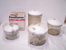 4 pc FoodSaver Vacuum Storage Canisters 2 New 2 Used