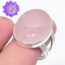 Rose Quartz Gemstone 925 Sterling Silver Handmade Jewelry Ring Gift For