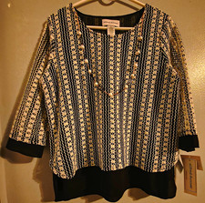 Alfred Dunner Black White Geometric Round  3/...