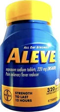 Aleve Pain Reliever Naproxen Sodium 220 mg 320 Caplets EXP 05/2027