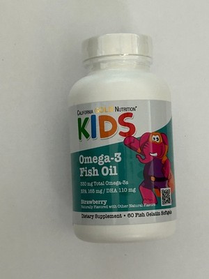 California Gold Nutrition Kids Omega-3 Fish Oil, 330 mg, 60 Softgels Gluten Free