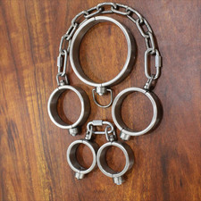 Stainless Steel Metal Neck Collar Handcuffs Ankle Cuff SM Slave Lockable Bondage