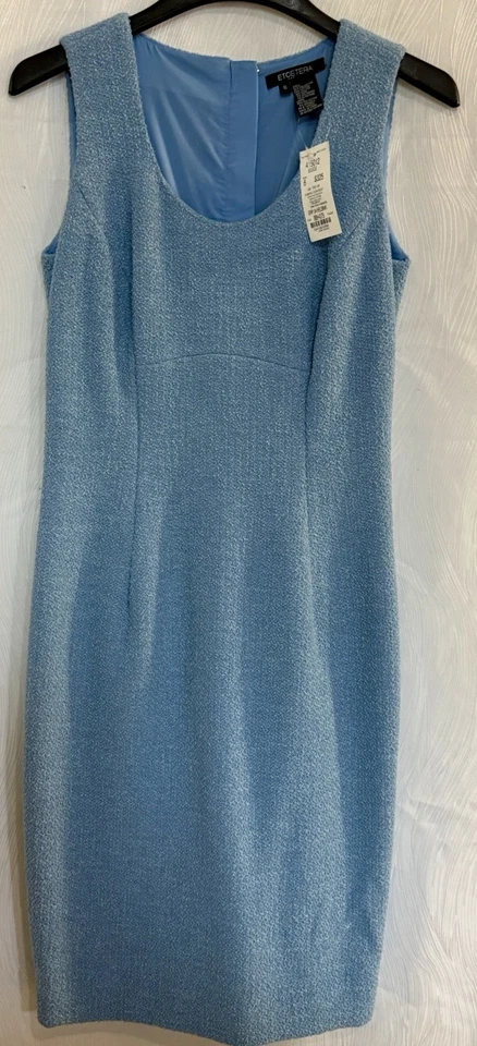 Conjunto de Vestido y Chaqueta Etcetera Azul Boucle Talla 6/8 Nuevo con Etiquetas Traje Deadstock Años 2000 De Colección 2P Foto 3 de 4