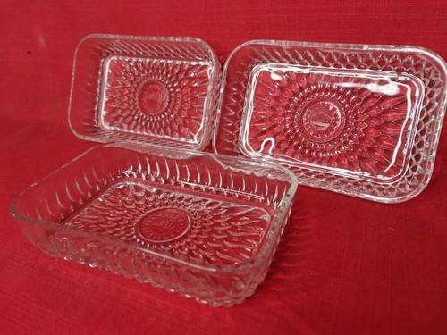 Lot de 4 beurriers anciens Duralex Huile Lesieur - Verre vintage années