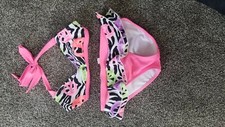 JUSTICE Girls size 10 Bikini Swim Suit Bathing SET EUC Pink Cheetah