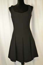 Milly Dress Sz 6 Little Black Dress USA Wool Blend Sleeveless Pleated Side Zip