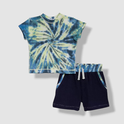 Splendid Kids Boy's Blue Tie-Dye Swirled T-Shirt & Shorts Set Size 7