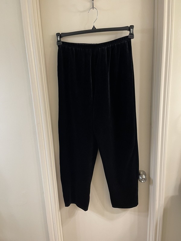  Clio Black Velour Elastic Waist Pull Up Pants Size Large EUC