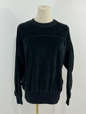 VTG 80s 90s Lizsport Velour Black Sweatshirt Sweater Small Pullover EUC