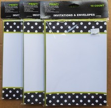 Just Print Black And White Dots Blank Invitations With Envelopes 10 Ct. 3 Packs