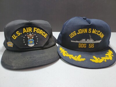 Vintage U.S. Air Force & USS John S. Mc Cain  Dog  56 Caps
