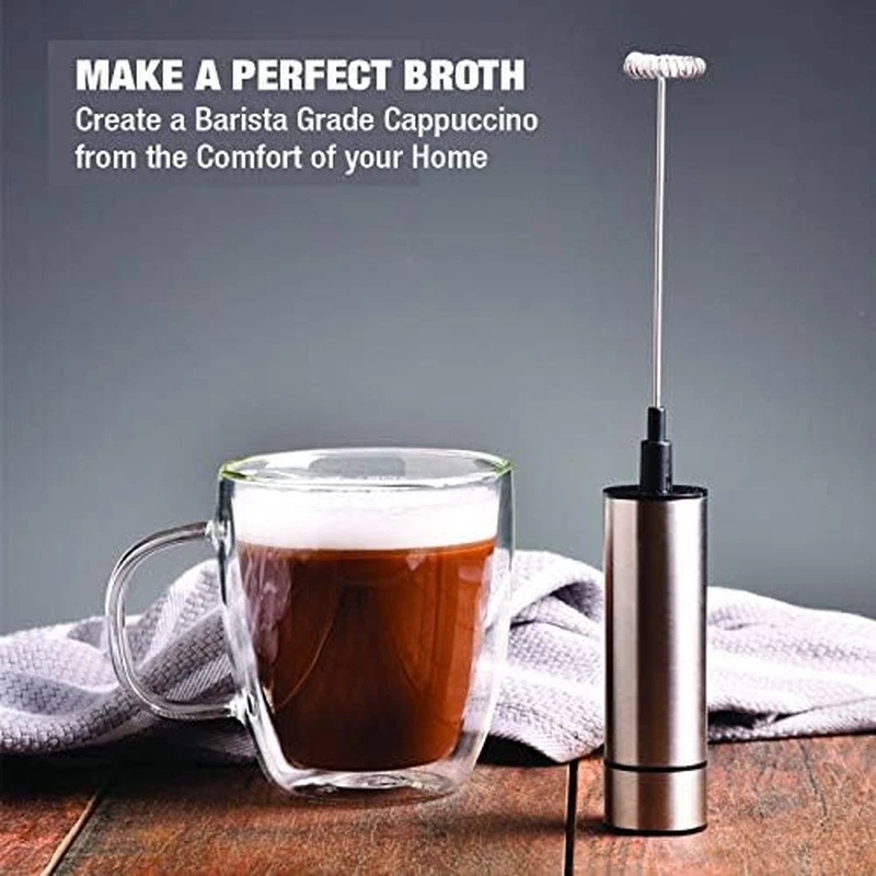 Milk Frother - Handheld Electric Wand Mixer - Mini Battery Operated Hand Immersi