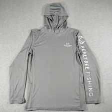 Realtree Fishing Hoodie Men Small Gray Long Sleeve Hooded Shirt Logo Lightweight