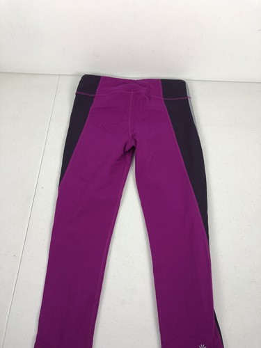 Athleta Girls XL 14 Tight Leggings Colorblock Purple Multicolor Nylon EUC - Picture 4 of 10