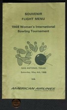 1968 San Antonio Texas American Airlines WIBC Bowling Tournament menu / program-