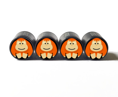 Orangutan Emoji Tire Valve Caps - Aluminum - Set of Four - Fits all Vehicles