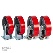 8" x 2" Swivel Casters Polyurethane Wheel Steel Hub (2) Rigid (2) 1250lb each