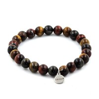 Armband Mit Multicolor Tigerauge Perlen 8 Mm. Hergestellt In Frankreich.