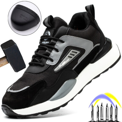 Men Sport Safety Shoes Steel Toe Work Boots Anti-puncture Sneaker Indestructible