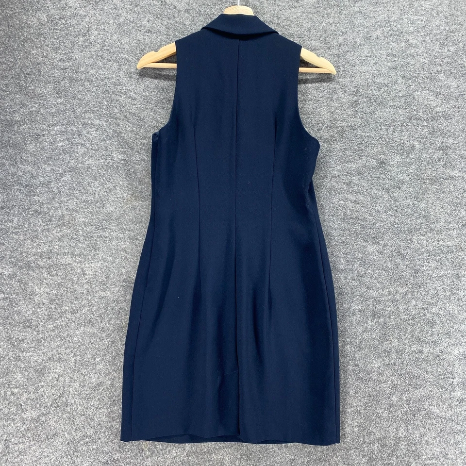 Casual Corner Shirt Dress Women 4P Petite Blue Midi Collared Sleeveless Button - Image 2 of 4