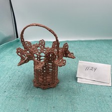 Crocheted Mauve Colored Basket, Handmade 5 X 5.75