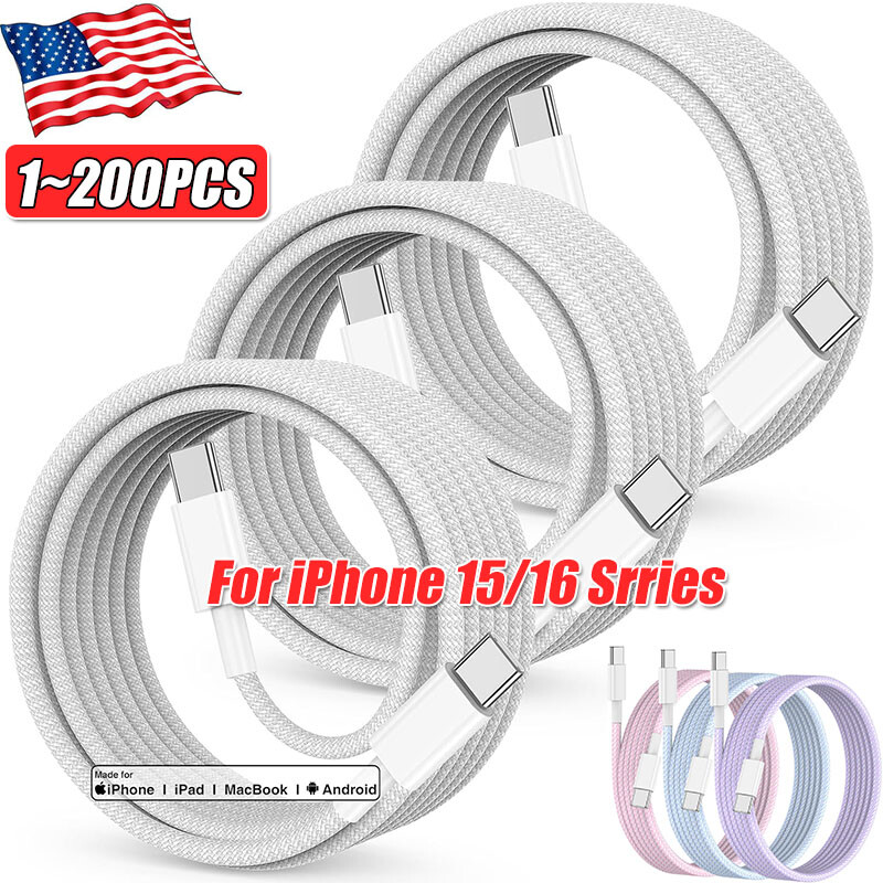 IPhone 16 15 Pro Max USB-C to USB-C Cable Fast Charger lot Type C Charging Cord-image