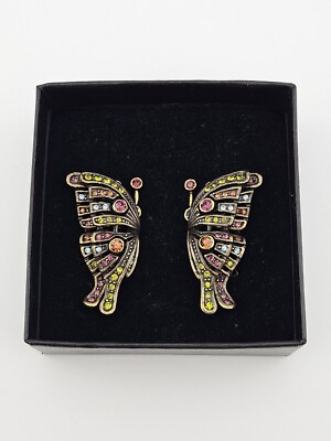 Heidi Daus Madame Butterfly Crystal Gemstone Clip On Earrings