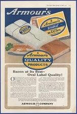 Vintage 1917 ARMOUR Quality Products Star Veribest Bacon Kitchen Decor Print Ad