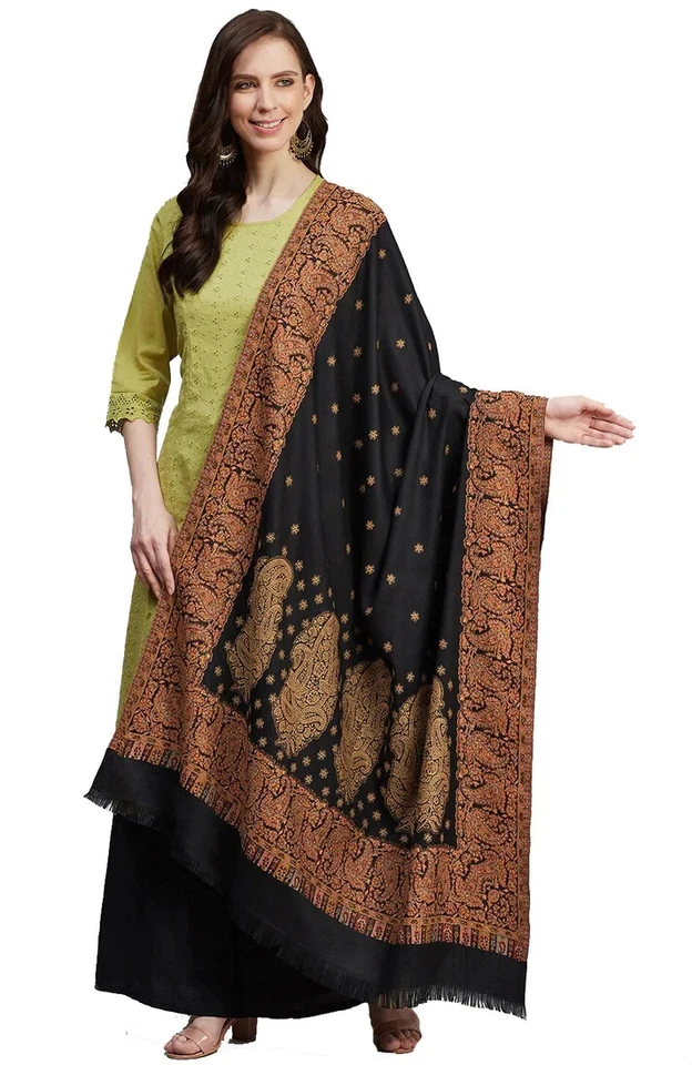 Manta para mujer chal envolvente cachemira suave bufanda de gran tamaño 100 % cachemir lana india Foto 3 de 4