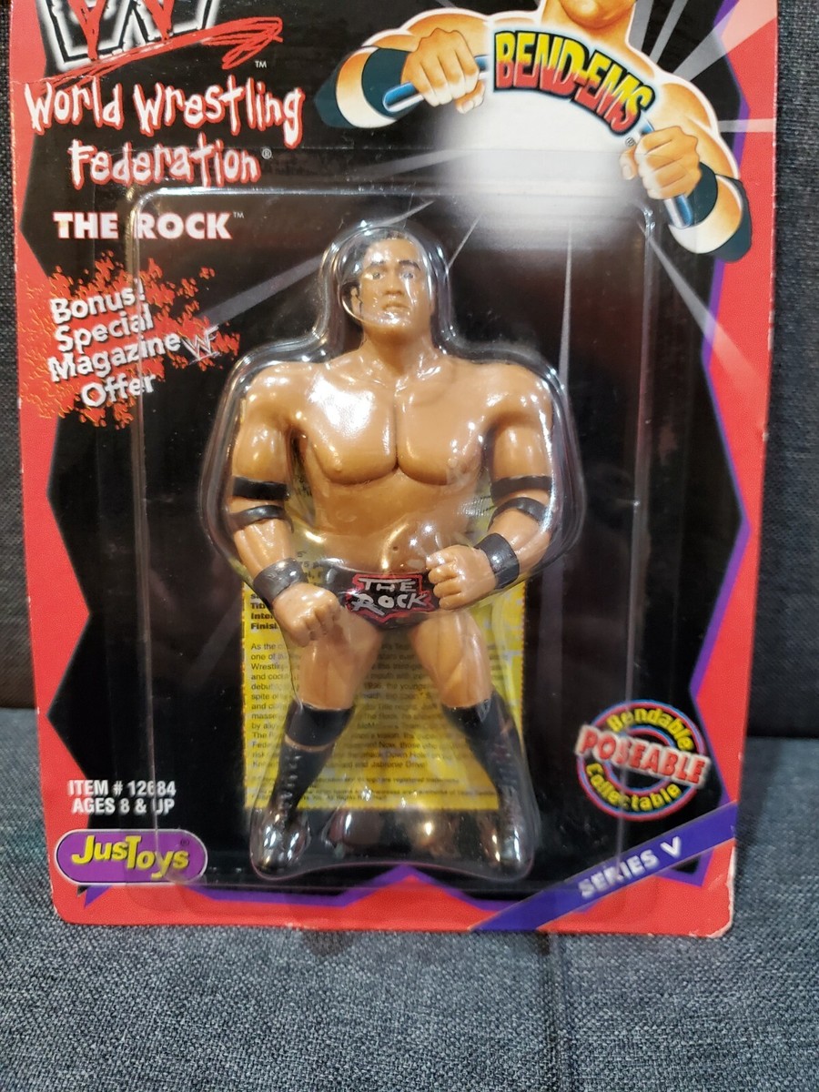 1999 The Rock Bend-Ems Wrestling Figure Just Toys Series V Rocky