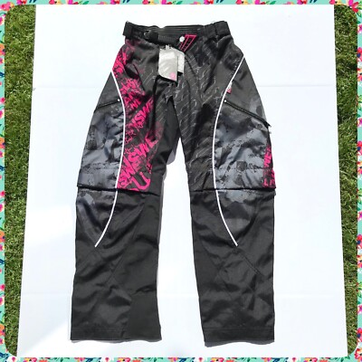 #ad Women ANSWER RACING Pink Black Motocross Convertible Riding Pants to Shorts Sz 4 $59.00