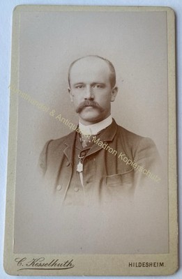 orig. CDV Foto Fotografie Bild alt Herr Mann Mode um 1890 Kesselhuth, Hildesheim