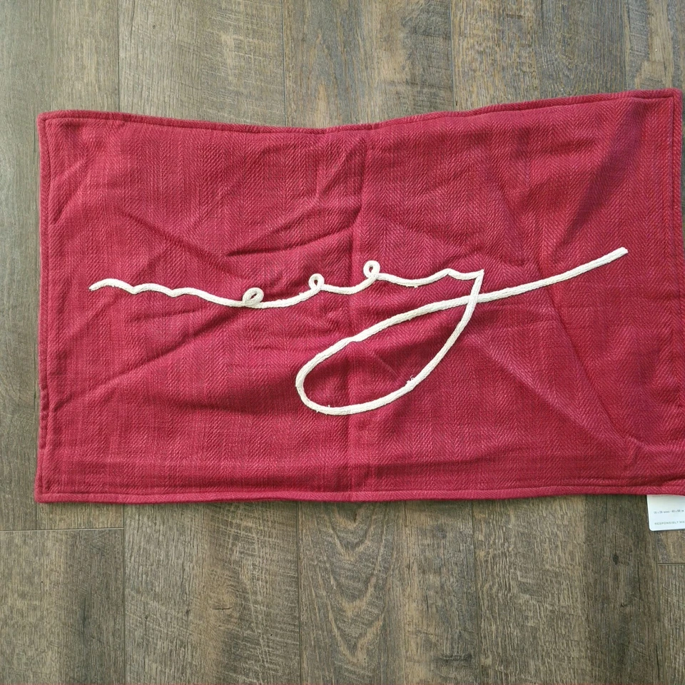 Pottery Barn Merry Lumbar Pillow 16x26 Christmas Decor - Image 2 of 3