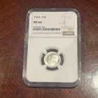 NGC MS66 1964 10c Roosevelt Dime Silver Blast White Certified🌟GEM🌟PQ🌟BU🌟A1