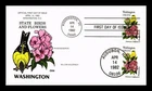 DR JIM STAMPS US COVER WASHINGTON STATE BIRD FLOWER FDC COLLINS HAND PAINTED