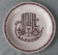 FIGGJO FLINT NORWAY PLATE - VIKINGS - SHIP - BIRDS