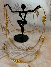 avon gold tone double stranded beaded station necklace 23.25"