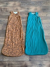 Kyte Bamboo Sleep Sacks Bundle Of 2 Size Large 1.0 Tog Green And Leopard Print