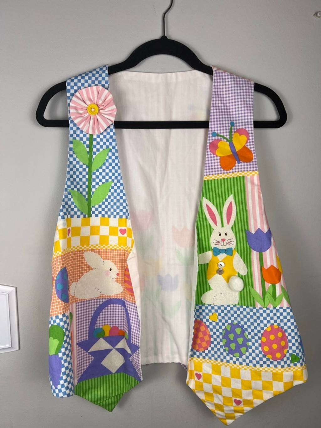 Vintage Handmade Easter Bunny Patchwork Vest Past… - image 1