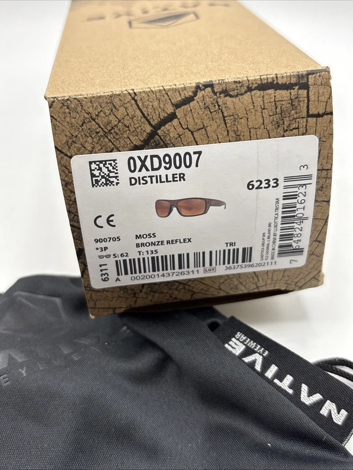 Gafas de sol polarizadas Native Distiller Moss Frame bronce reflejo ¡NUEVAS! Caja W Foto 4 de 4
