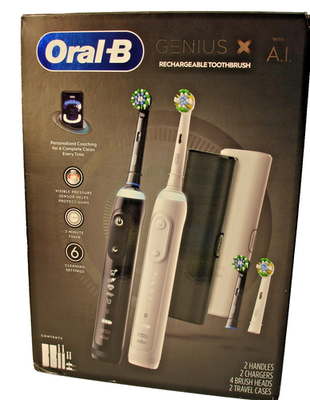 Oral-B Genius X Rechargeable Electric Toothbrush 2-pack Black and
