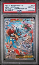 2025 POKEMON MEGA EVOLUTION SPECIAL ILLUSTRATION RARE MEGA LUCARIO EX PSA 10