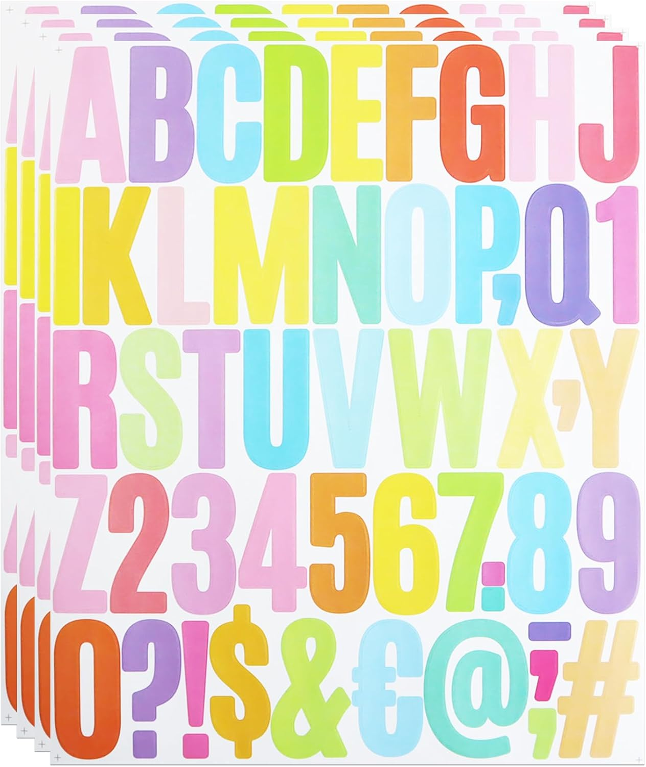 2 Inch Sticky Vinyl Letter Number Stickers, 4 Sheets Self Adhesive Stick on Alph